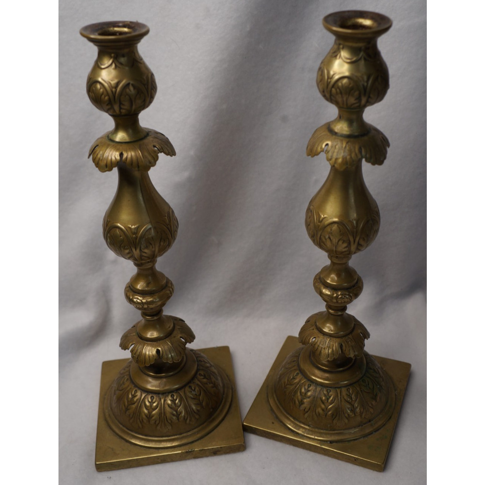 Antique Fraget N Plaque Candlesticks Russian/Polish Judaica 1899 Marked eagle - Picture 4 of 10